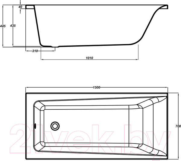 Изображение товара Ванна акриловая Cersanit Lorena 150x70 / WP-LORENA-150-W (с каркасом и 2 экрана)