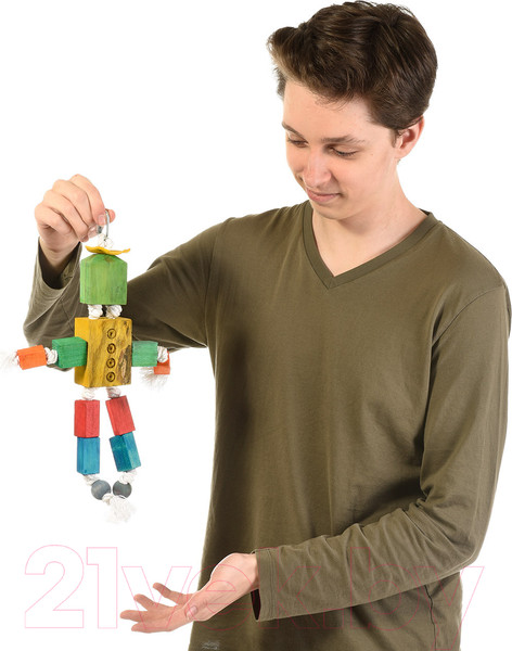 Изображение товара Игрушка для птиц Happy Bird Деревянный робот / H75012