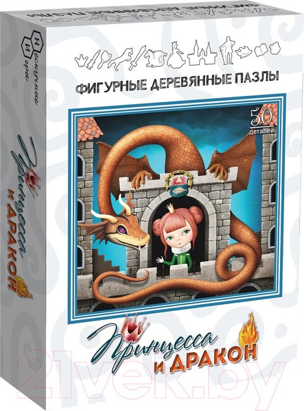 Изображение товара Пазл Нескучные игры Принцесса и Дракон. Деревянный пазл / 8262
