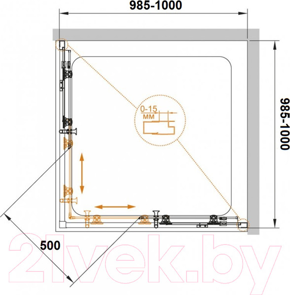 Изображение товара Душевой уголок Cezares ECO-O-A-2-100-C-NERO