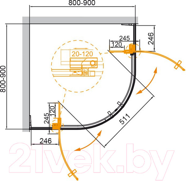 Изображение товара Душевой уголок Cezares SLIDER-R-2-80/90-C-Cr