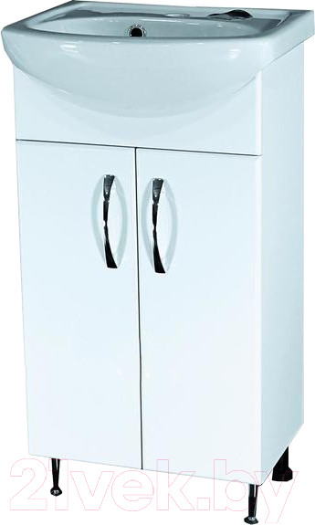 Изображение товара Тумба с умывальником СанитаМебель Камелия-61.13 Д2 + Лидер 45 (белый)