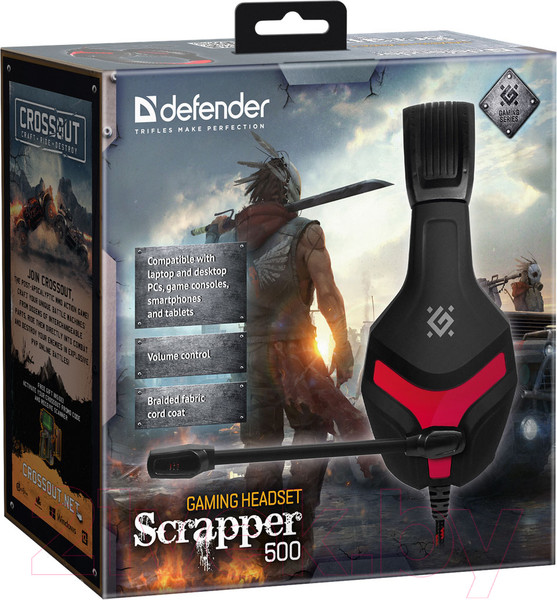 Изображение товара Наушники-гарнитура Defender Scrapper 500 / 64500 (красный/черный)