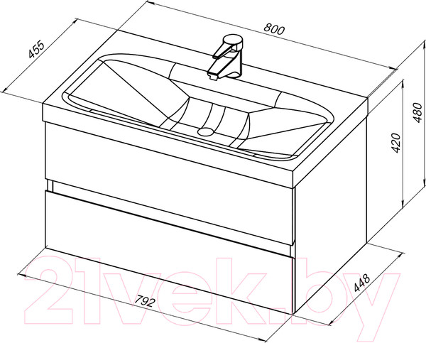 Изображение товара Тумба под умывальник Aquanet Беркли 80 / 254290