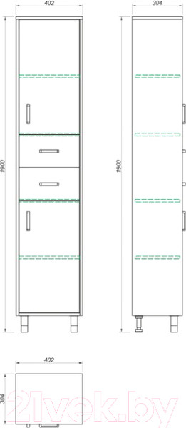 Изображение товара Шкаф-пенал для ванной Какса-А Винтер / 458396 (с 2 ящиками)