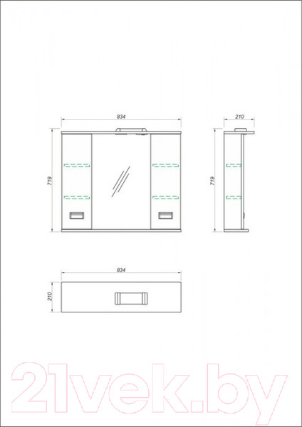 Изображение товара Шкаф с зеркалом для ванной Какса-А Пикколо с/о 80 / 458387