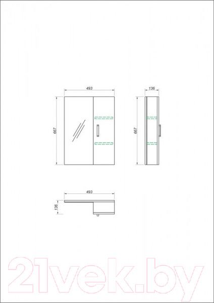 Изображение товара Шкаф с зеркалом для ванной Какса-А Сантана 50 / 458401 (универсальный)