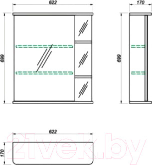 Изображение товара Шкаф с зеркалом для ванной Какса-А Грация б/о 62 L / 458406