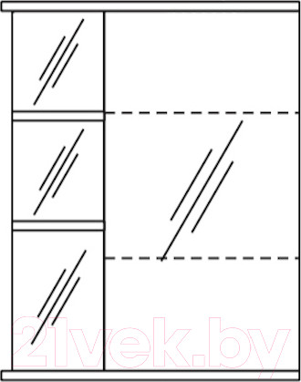 Изображение товара Шкаф с зеркалом для ванной Какса-А Грация б/о 62 R / 458407