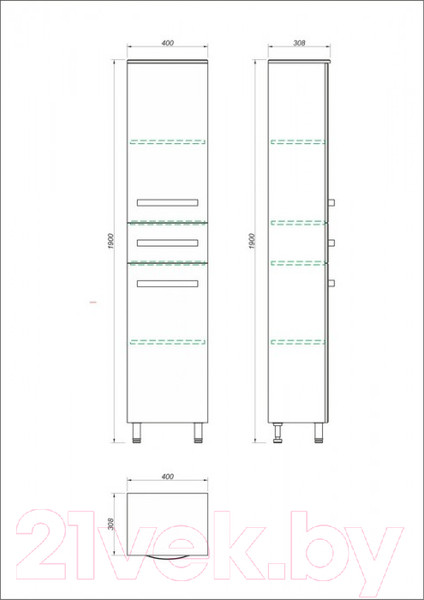 Изображение товара Шкаф-пенал для ванной Какса-А Квадро / 458355 (с ящиком)