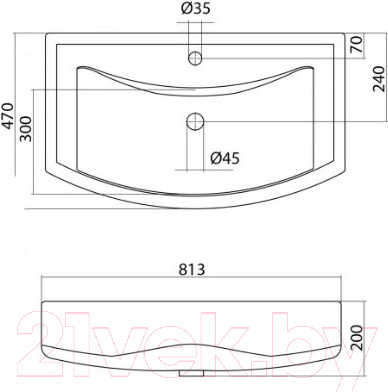 Изображение товара Тумба с умывальником СанитаМебель Камелия-67.51к Д3 + Балтика 80