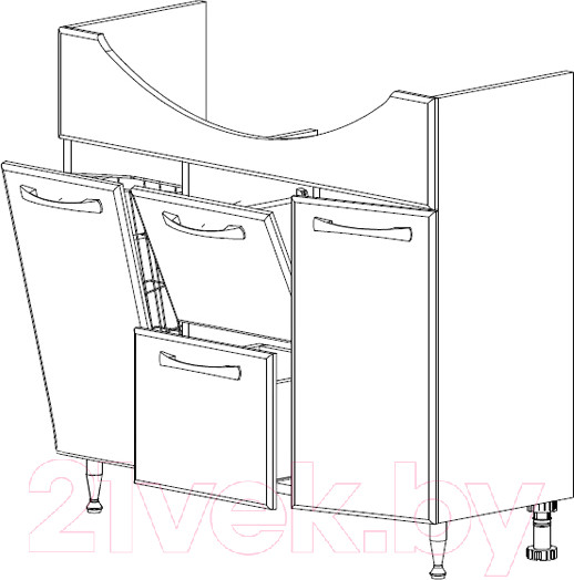 Изображение товара Тумба с умывальником СанитаМебель Камелия-69.51к Д2 + Эльбрус 90