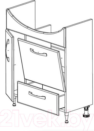 Изображение товара Тумба с умывальником СанитаМебель Камелия-66.79 Д2 + Балтика 70