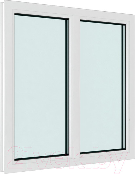 Изображение товара Окно ПВХ Brusbox Глухое с импостом 3 стекла (1300x900x70)