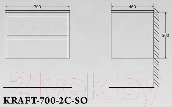 Изображение товара Тумба под умывальник BelBagno KRAFT-700-2C-SO-RT