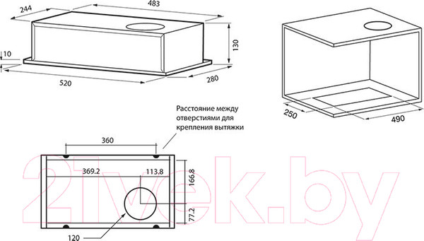 Изображение товара Вытяжка скрытая Krona Selina 600 PB (нержавеющая сталь)