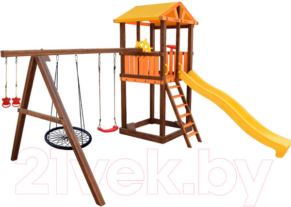Изображение товара Игровой комплекс Perfetto Sport Pitigliano-3 + качели Паутина