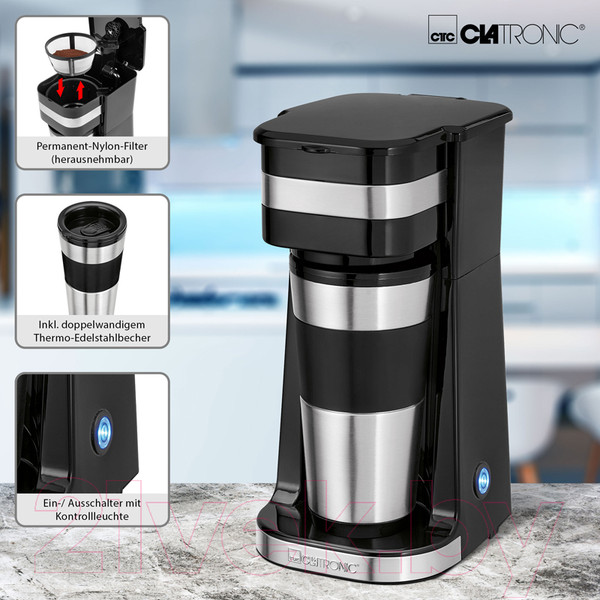 Изображение товара Кофеварка эспрессо Clatronic KA 3733 Coffee To Go Thermo
