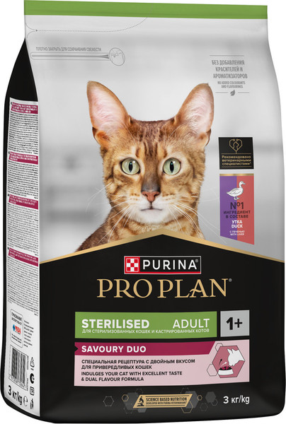Изображение товара Сухой корм для кошек Pro Plan Sterilised утка, печень (3кг)