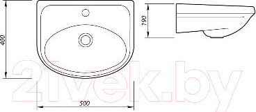 Изображение товара Умывальник Лобненский стройфарфор Браво 50 / 10/1/5/1-16 (с отверстием)
