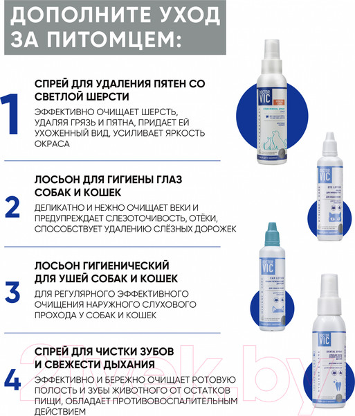 Изображение товара Спрей для шерсти животных Doctor VIC Для удаления пятен со светлой шерсти (100мл)