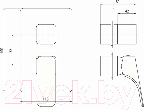 Изображение товара Внешняя часть смесителя скрытого монтажа Deante Box BXY NQHM