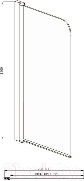 Изображение товара Стеклянная шторка для ванны Adema NFA-621 (тонированное стекло)
