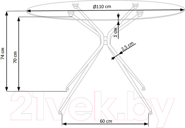 Изображение товара Обеденный стол Halmar Rondo 110x74 (прозрачный/золото)