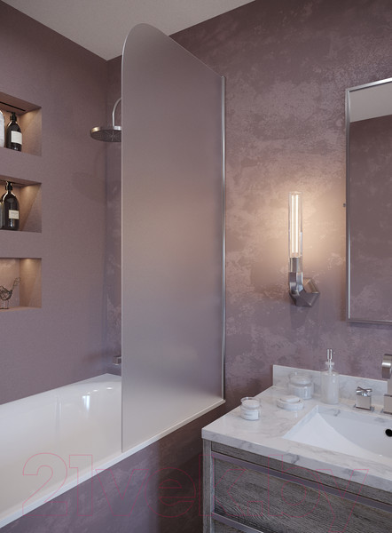 Изображение товара Стеклянная шторка для ванны Стеклоконтакт 8М-1500х700 R (матовое стекло)