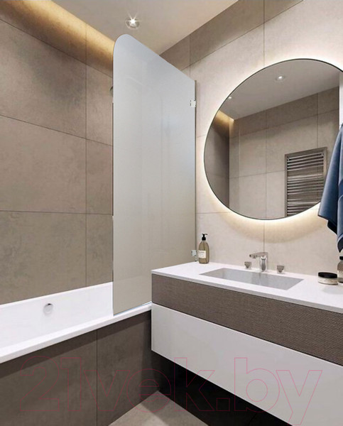 Изображение товара Стеклянная шторка для ванны Стеклоконтакт 6М-1500х700 R (матовое стекло)