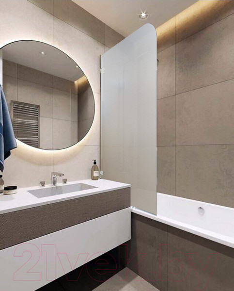 Изображение товара Стеклянная шторка для ванны Стеклоконтакт 6М-1500х700 L (матовое стекло)