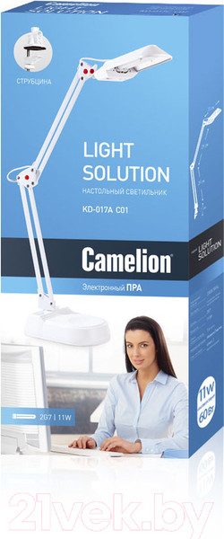 Изображение товара Настольная лампа Camelion KD-017С С01 / 3279 (белый)