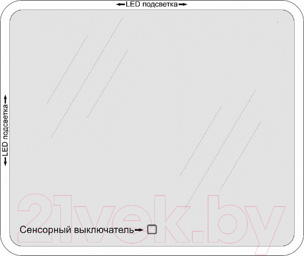 Изображение товара Зеркало Пекам Astra 1 100x80 / astra1-100x80s (с подсветкой и сенсором на прикосновение)