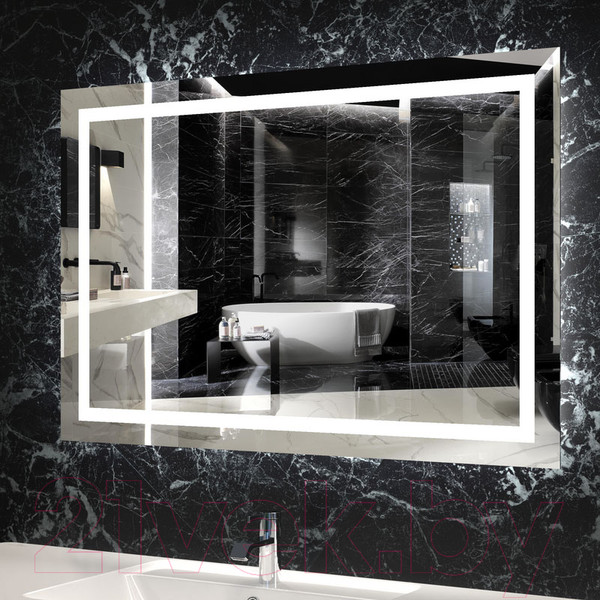 Изображение товара Зеркало Пекам Astra 1 120x80 / astra1-120x80cl (с подсветкой и часами)