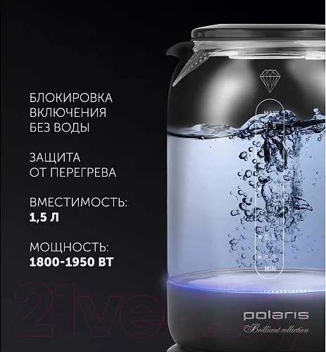 Изображение товара Электрочайник Polaris PWK 1753CGL (черный)