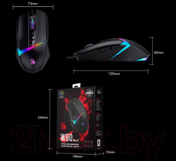 Изображение товара Мышь A4Tech Bloody W60 Max (черный)