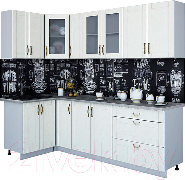 Изображение товара Кухонный гарнитур Интерлиния Мила Крафт 1.2x2.5 (дуб полярный)