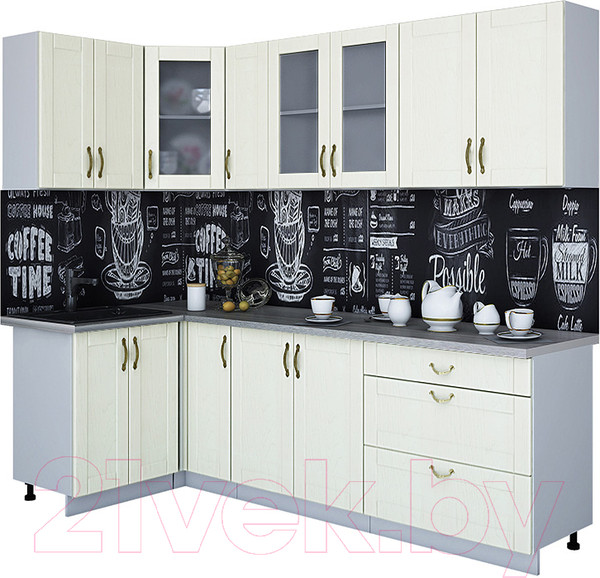 Изображение товара Кухонный гарнитур Интерлиния Мила Крафт 1.2x2.5 (дуб снежный)