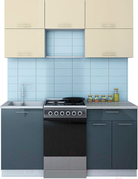 Изображение товара Кухонный гарнитур Интерлиния Мила Gloss 50-16 (ваниль/асфальт)