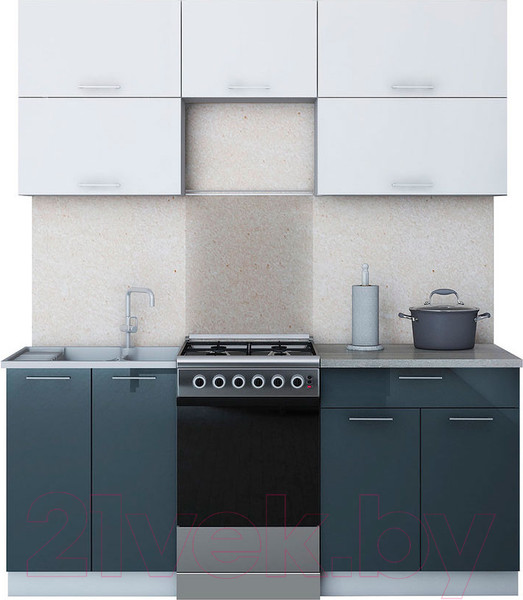 Изображение товара Кухонный гарнитур Интерлиния Мила Gloss 50-18 (белый/асфальт)