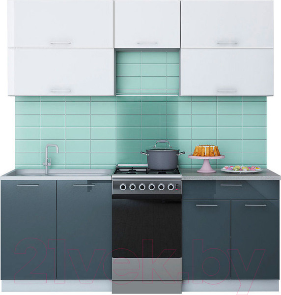 Изображение товара Кухонный гарнитур Интерлиния Мила Gloss 50-20 (белый/асфальт)