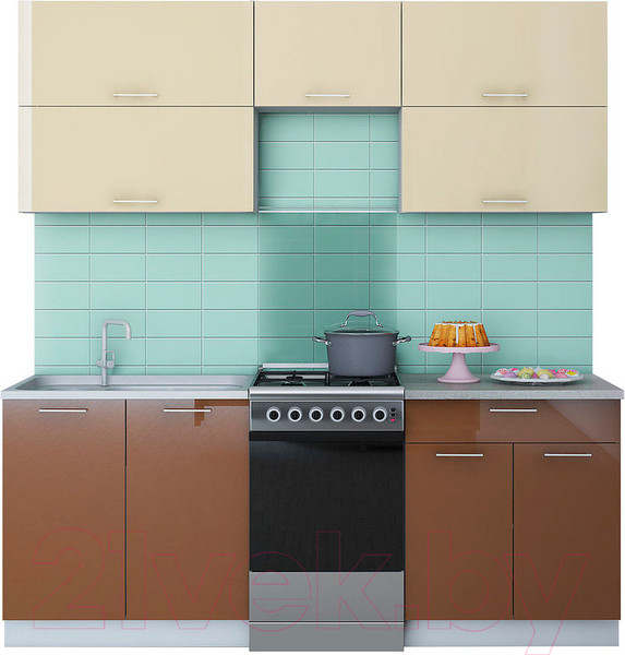 Изображение товара Кухонный гарнитур Интерлиния Мила Gloss 50-20 (ваниль/шоколад)