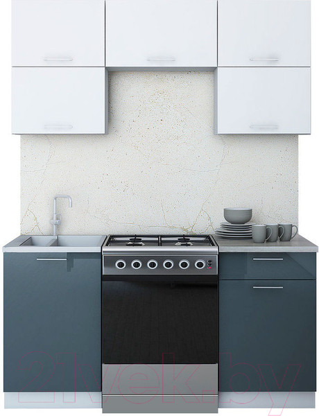 Изображение товара Кухонный гарнитур Интерлиния Мила Gloss 60-16 (белый/асфальт)