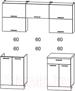 Изображение товара Кухонный гарнитур Интерлиния Мила Gloss 60-18 (красный/черный)