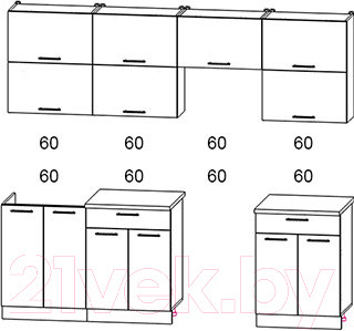 Изображение товара Кухонный гарнитур Интерлиния Мила Gloss 60-24 (ваниль/шоколад)