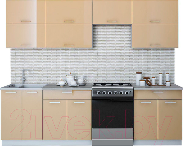 Изображение товара Кухонный гарнитур Интерлиния Мила Gloss 60-26 (капучино)