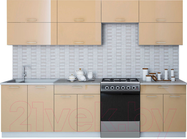Изображение товара Кухонный гарнитур Интерлиния Мила Gloss 60-28 (капучино)