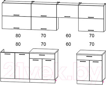 Изображение товара Кухонный гарнитур Интерлиния Мила Gloss 60-28 (красный/черный)