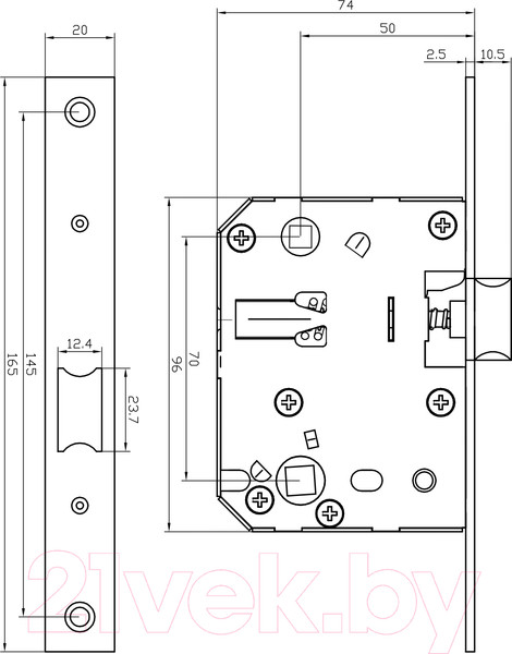 Изображение товара Защелка врезная Lockstyle 170PVC AL6 (черный матовый)