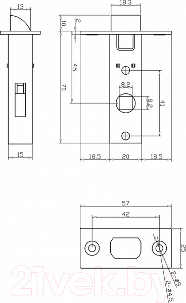 Изображение товара Защелка врезная Lockstyle 100PVC CP (хром)